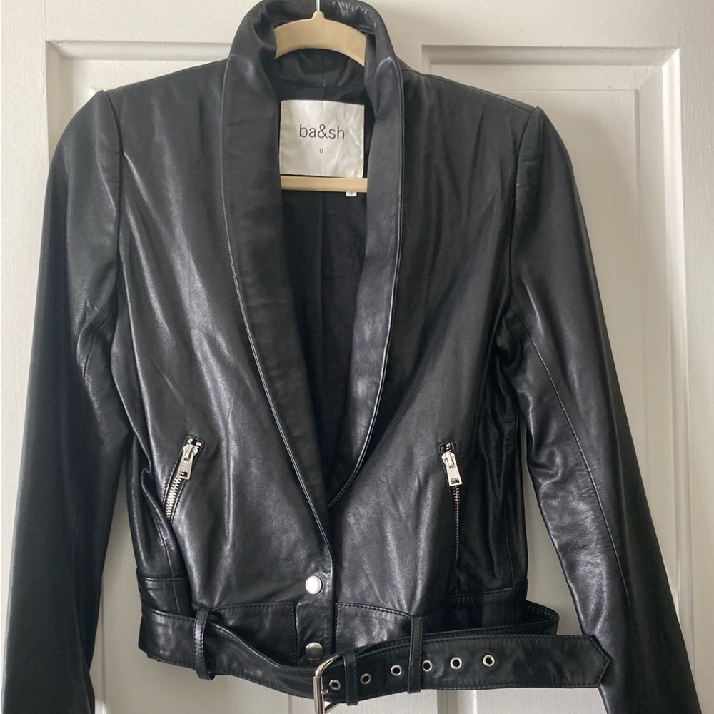 Ba&Sh Black leather elegant motorcycle  jacket. Size 0